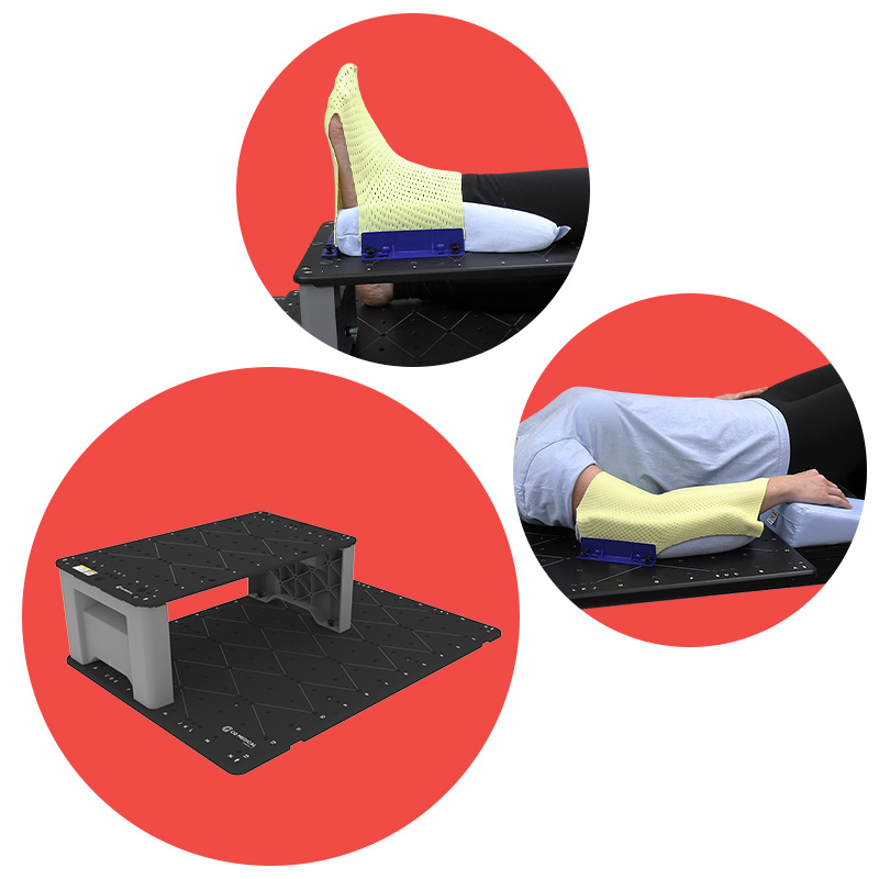 Patients foot and elbow immobilized in the MultiFix 2