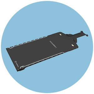 black rectangular baseplate with area for head and neck immobilization used for proton therapy