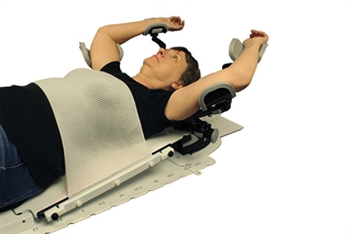 Patient supported by Breast Thermoplastic