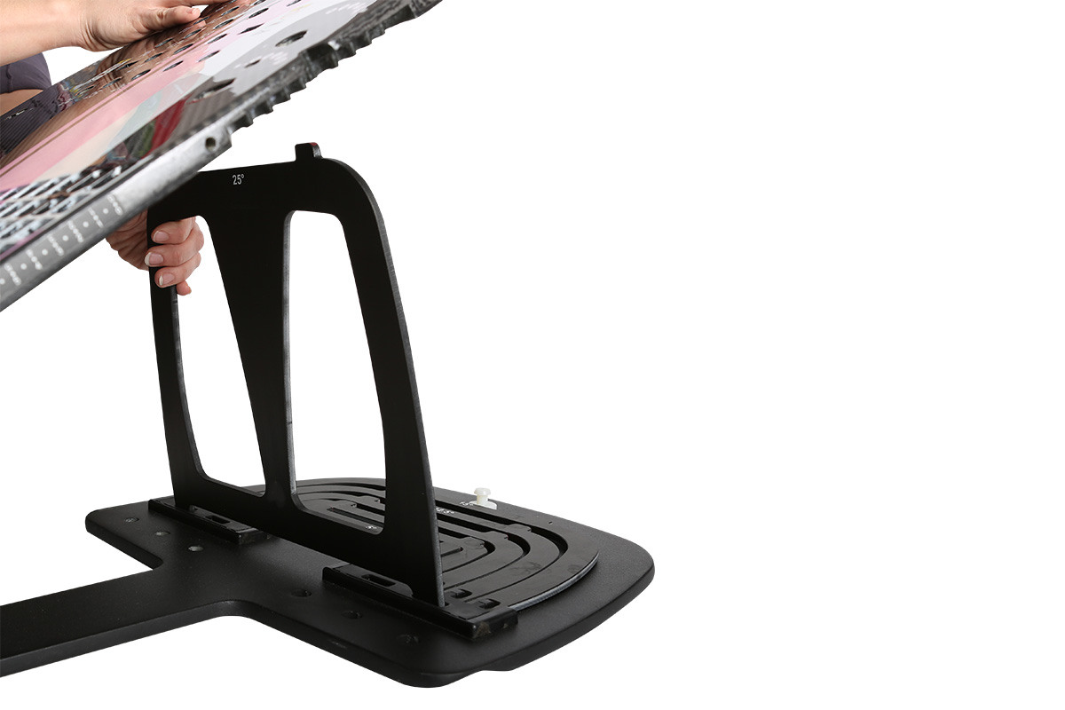 Black accessories ladders that  elevate a supine breast board to  20° & 25° angles